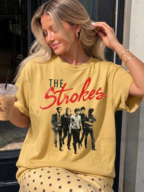 Comfort Colors Tops - The Strokes Graphic Tee - Mustard Yellow Shirt
